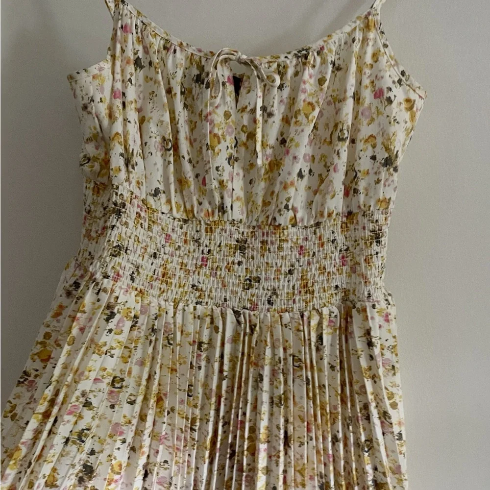 J. Crew Smocked Waist Pleated Dress in Soft Posies - Picture 2 of 4